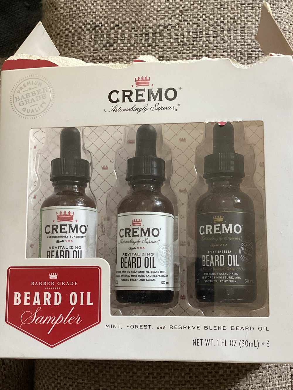 Cremo Beard Oil Sampler — Mint, Forest & Reserve (3-Pack)